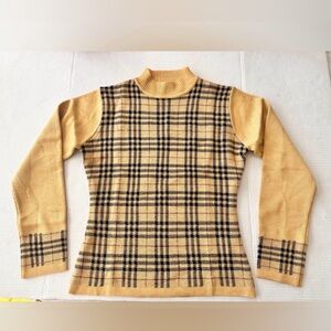 Vintage Burberry London Sweater – Heritage Check Knit – L (Fits Small)